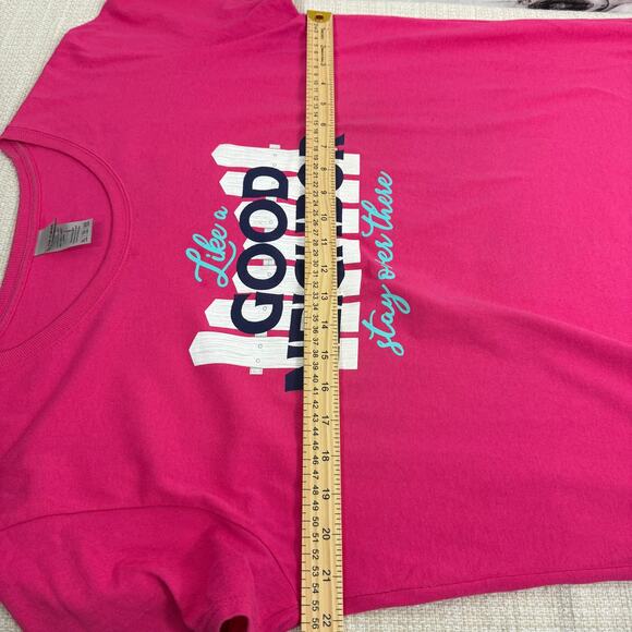 Womens Graphic Tee Like a Good Neighbor Stay Over There Short Sleeve Pink XL - Picture 6 of 6